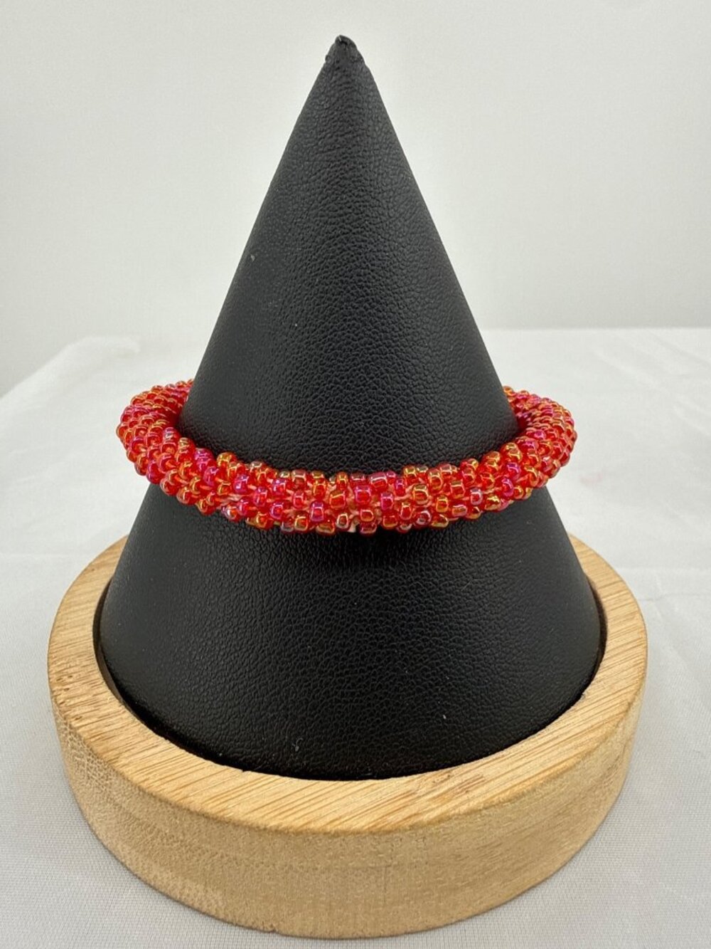 Fire Ombre Beaded Roll On Bracelet Boho Seed Bead Crochet Rope Bangle